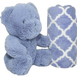 SILVER ONE Periwinkle Purple Bear & Blanket Set